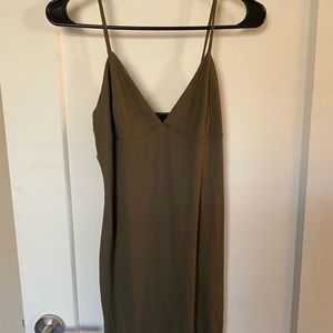 Olive Green Ribbed Dress